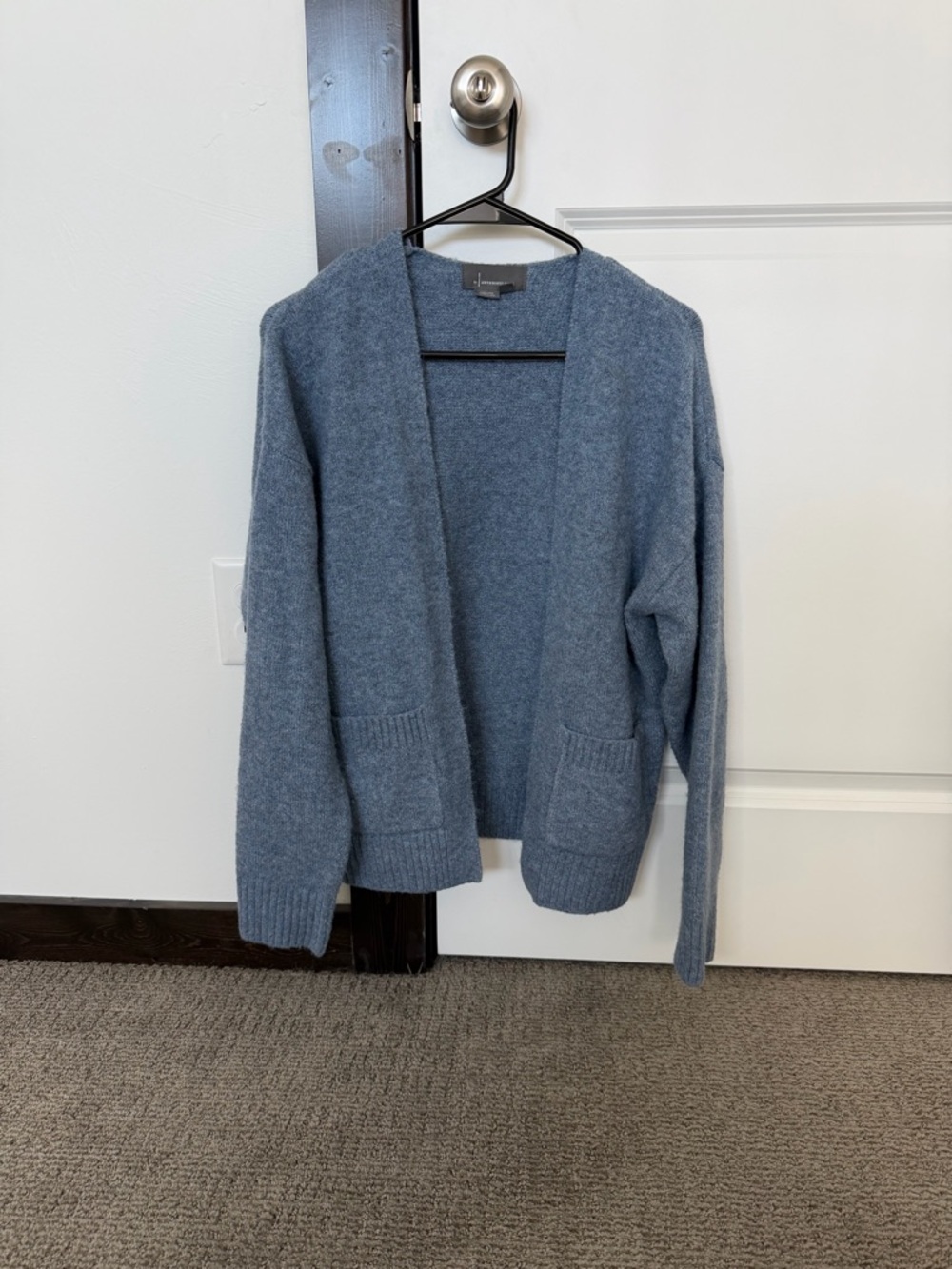Anthropologie Dusty Blue Open-Front Knit Cardigan